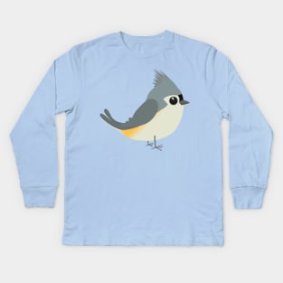 Cute tufted titmouse Kids Long Sleeve T-Shirt